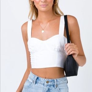 Princess Polly FLEUR DE LUNE CROP TOP WHITE